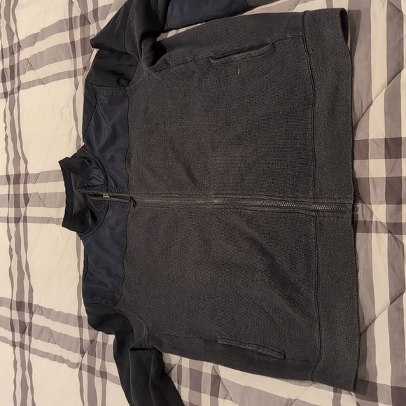 Banana Republic Mens Waffle knit Jacket, Grey / Navy XL - Picture 2 of 4